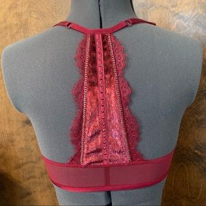 Victoria’s Secret Maroon Velvet and Sheer Racerback Bra